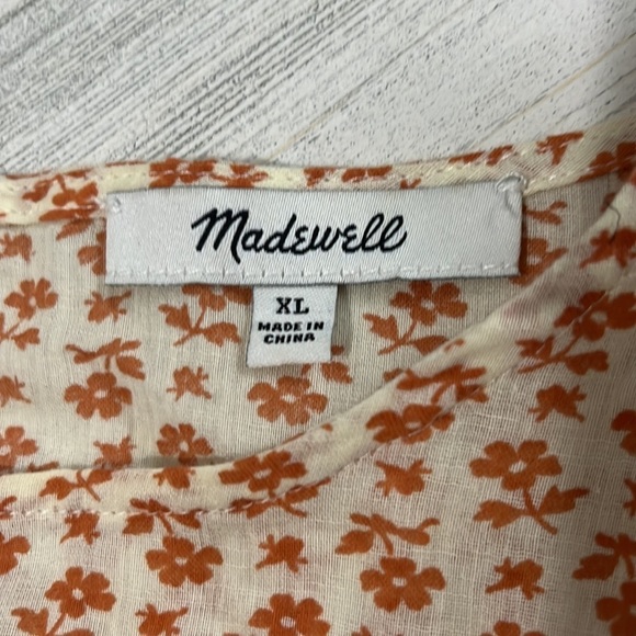 Madewell Floral Ruffle Blouse in Cream and Orange - Picture 11 of 14